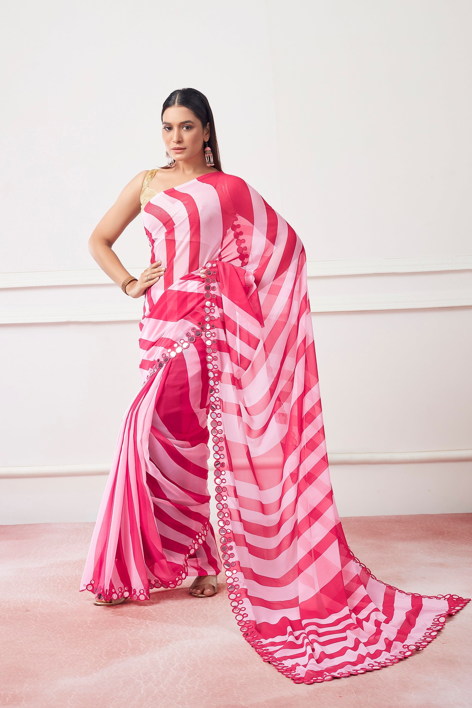 Buy online Women's Leheriya Pink Colored Saree With Blouse from ethnic wear  for Women by Geroo Jaipur for ₹2800 at 60% off | 2024 Limeroad.com