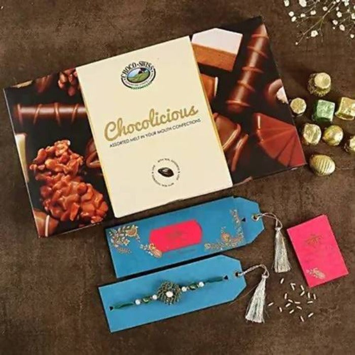 Premium Beads Rakhi & Choco Swiss Chocolicious Box