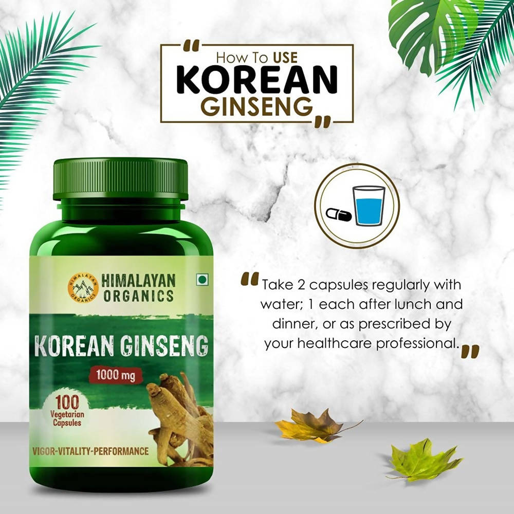 Himalayan Organics Korean Ginseng 1000 mg, 100 Vegetarian Capsules