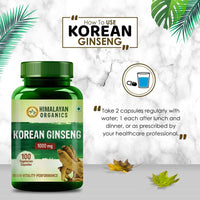 Thumbnail for Himalayan Organics Korean Ginseng 1000 mg, 100 Vegetarian Capsules