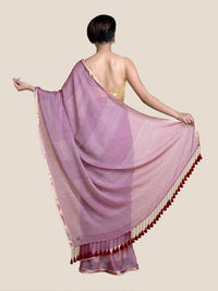 Thumbnail for Suta Women Maroon Mul Cotton Saree With Zari Border And Ghicha Pallu - Distacart