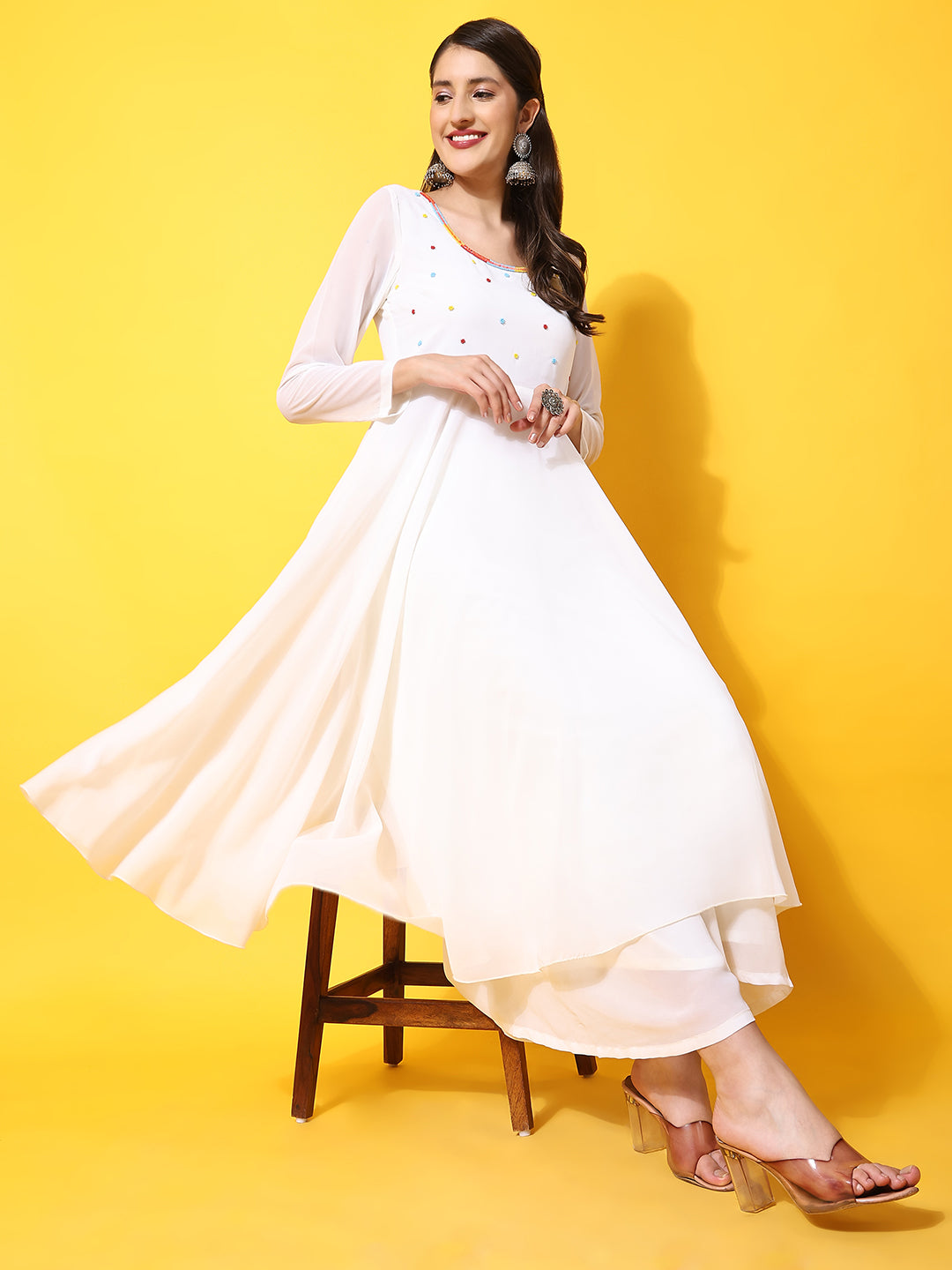 White anarkali 2024 kurti online