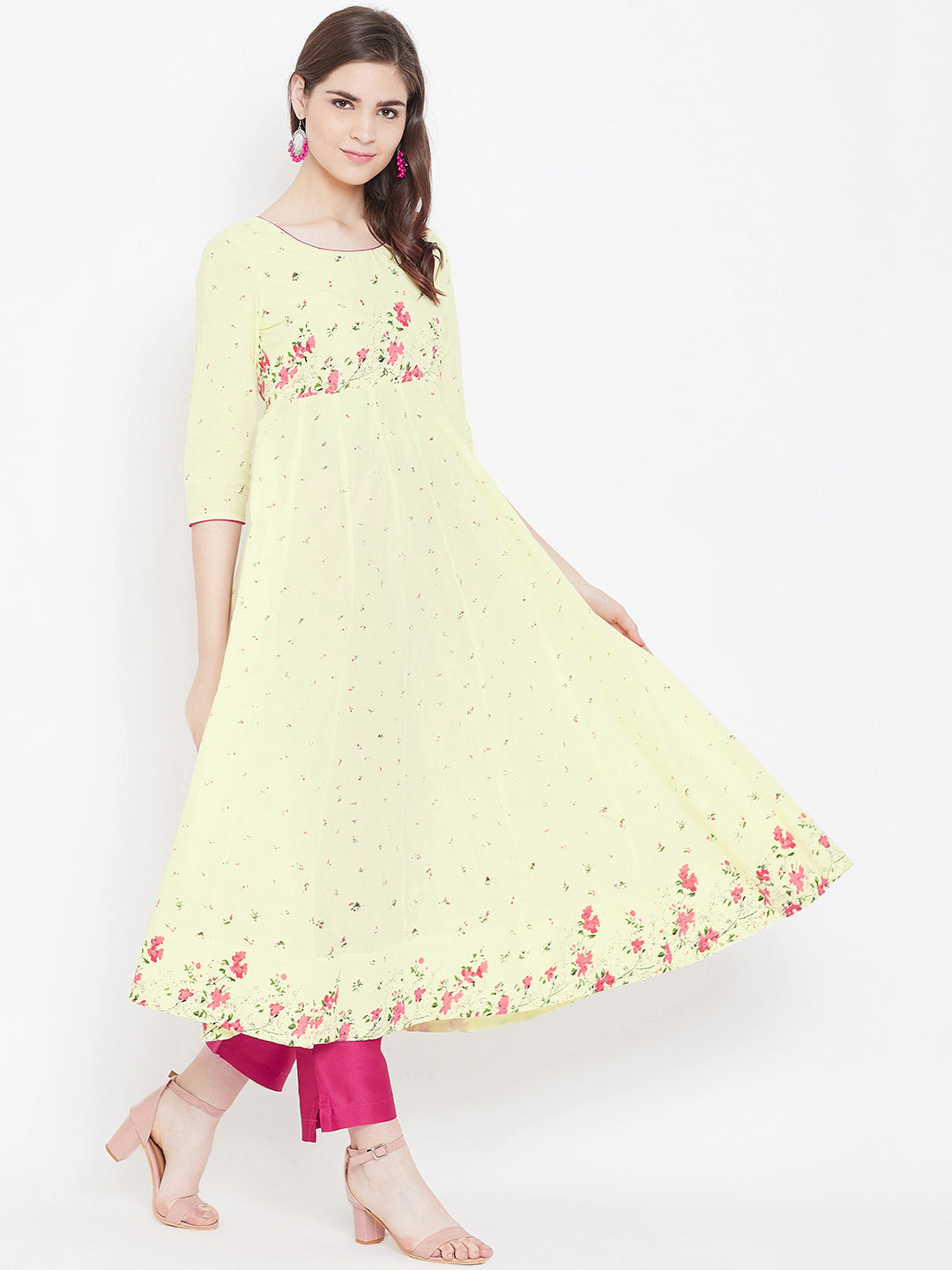 Melange floral hotsell print anarkali kurta