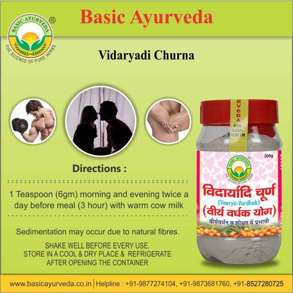 Basic Ayurveda Vidaryadi Churna (Veerya-Vardhak) Directions