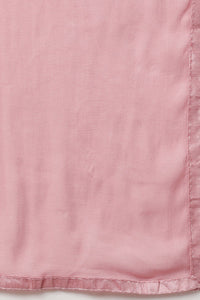 Thumbnail for Women's Pink Poly Silk Anarkali Kurta Sharara With Dupatta Set - Rasiya - Distacart