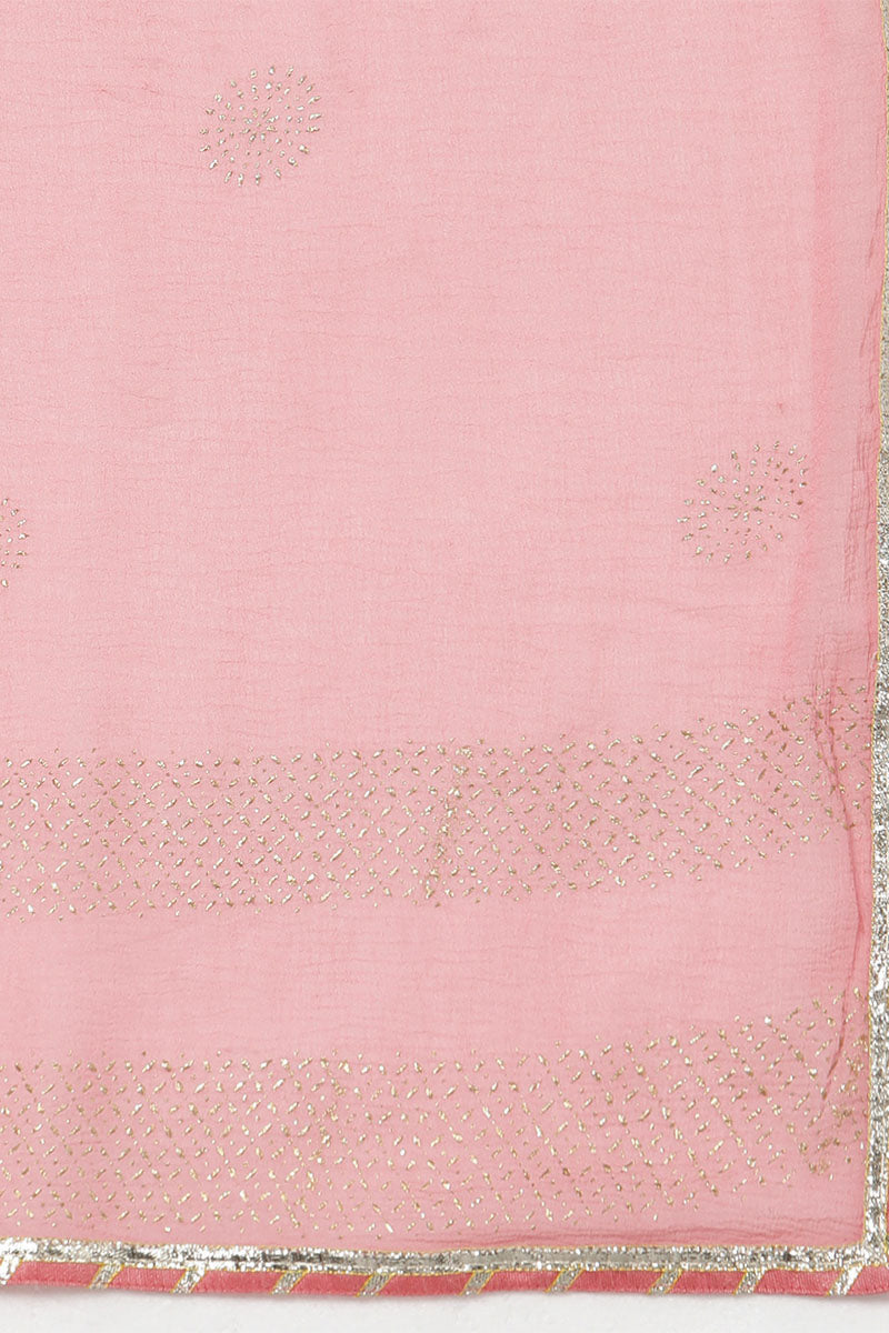 Women's Pink Poly Silk Solid Kurta Trousers With Dupatta - Rasiya - Distacart