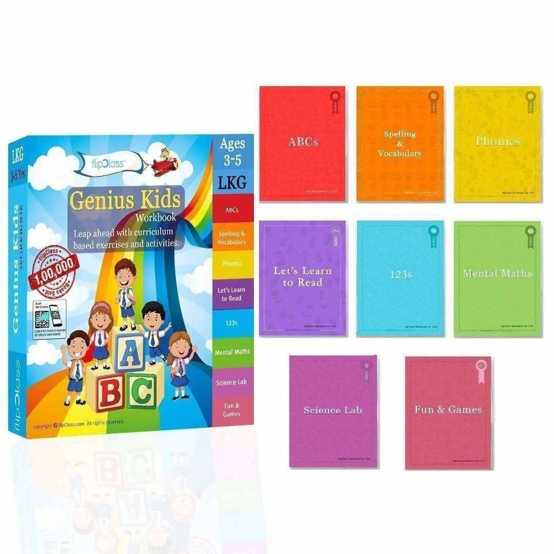 Genius Kids Workbook for UKG (KG-2) and Montessori (4-6 yrs)- Set of 8 Workbooks - Distacart