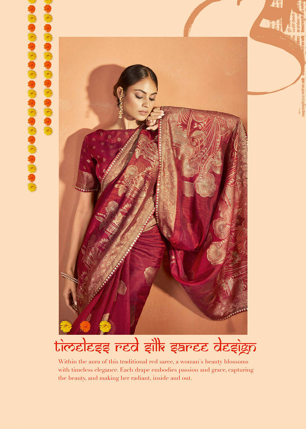 Red Kanjivaram two tone Silk Woven Design Saree With Unstitched Blouse Piece - Norita Royal Pradha - Distacart