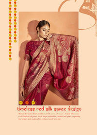 Thumbnail for Red Kanjivaram two tone Silk Woven Design Saree With Unstitched Blouse Piece - Norita Royal Pradha - Distacart