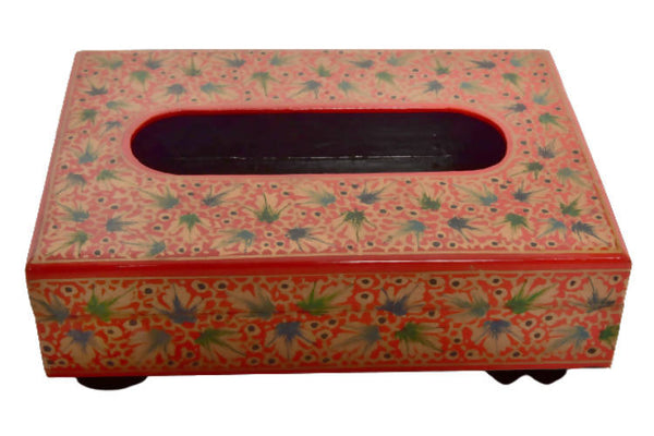 Nizalia Chinar Leaf Embossed Red Paper Mache Tissue Paper Holder