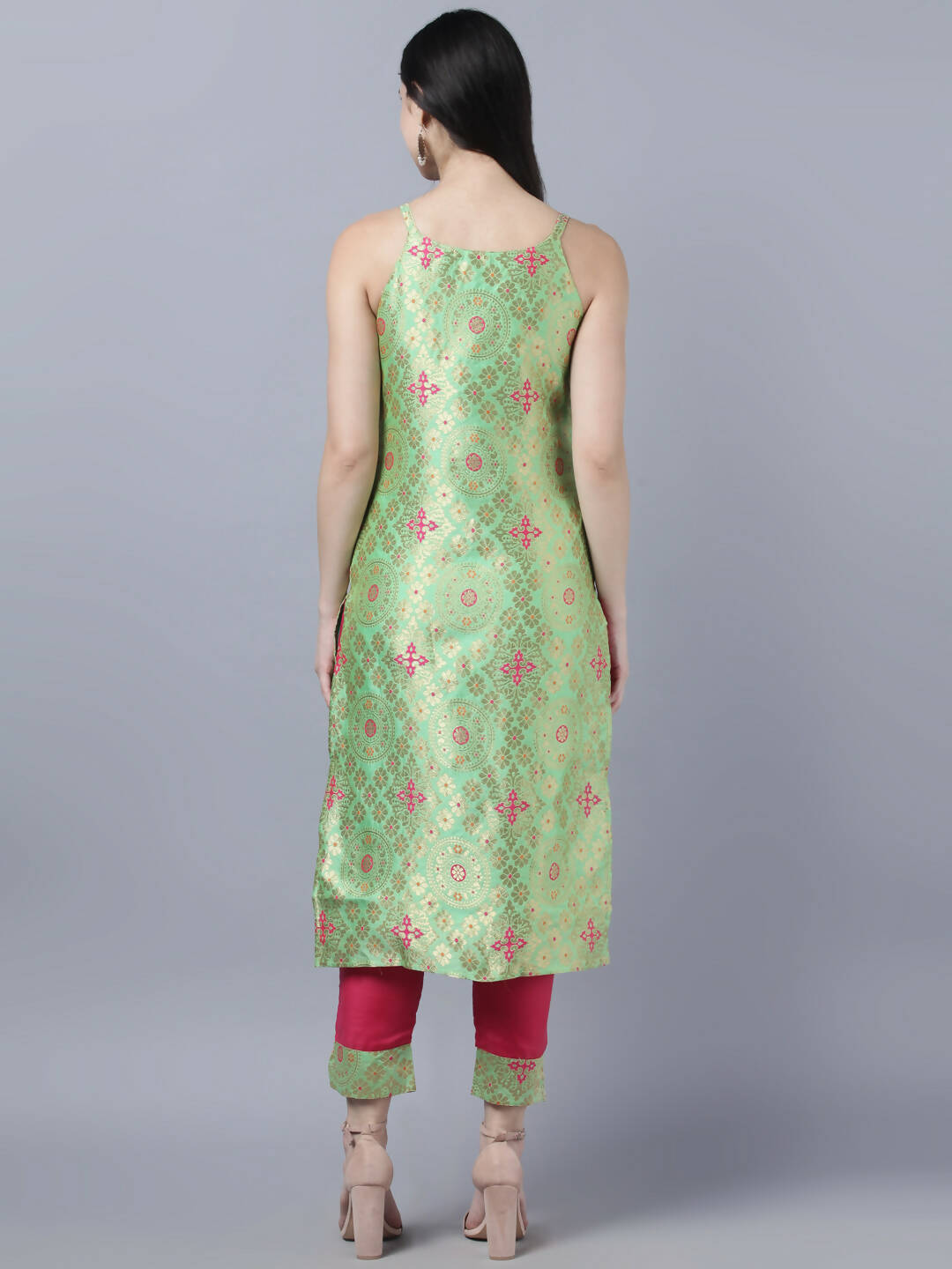 Myshka Women Green Ethnic Motifs Gotta Patti Kurta with Trousers With Dupatta Set - Distacart