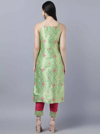 Thumbnail for Myshka Women Green Ethnic Motifs Gotta Patti Kurta with Trousers With Dupatta Set - Distacart