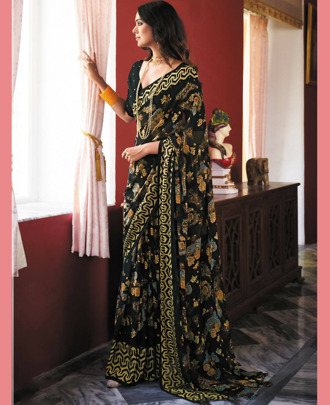 Lemon Yellow Brasso Printed Saree | Party wear sarees, Printed sarees,  Indian beauty saree