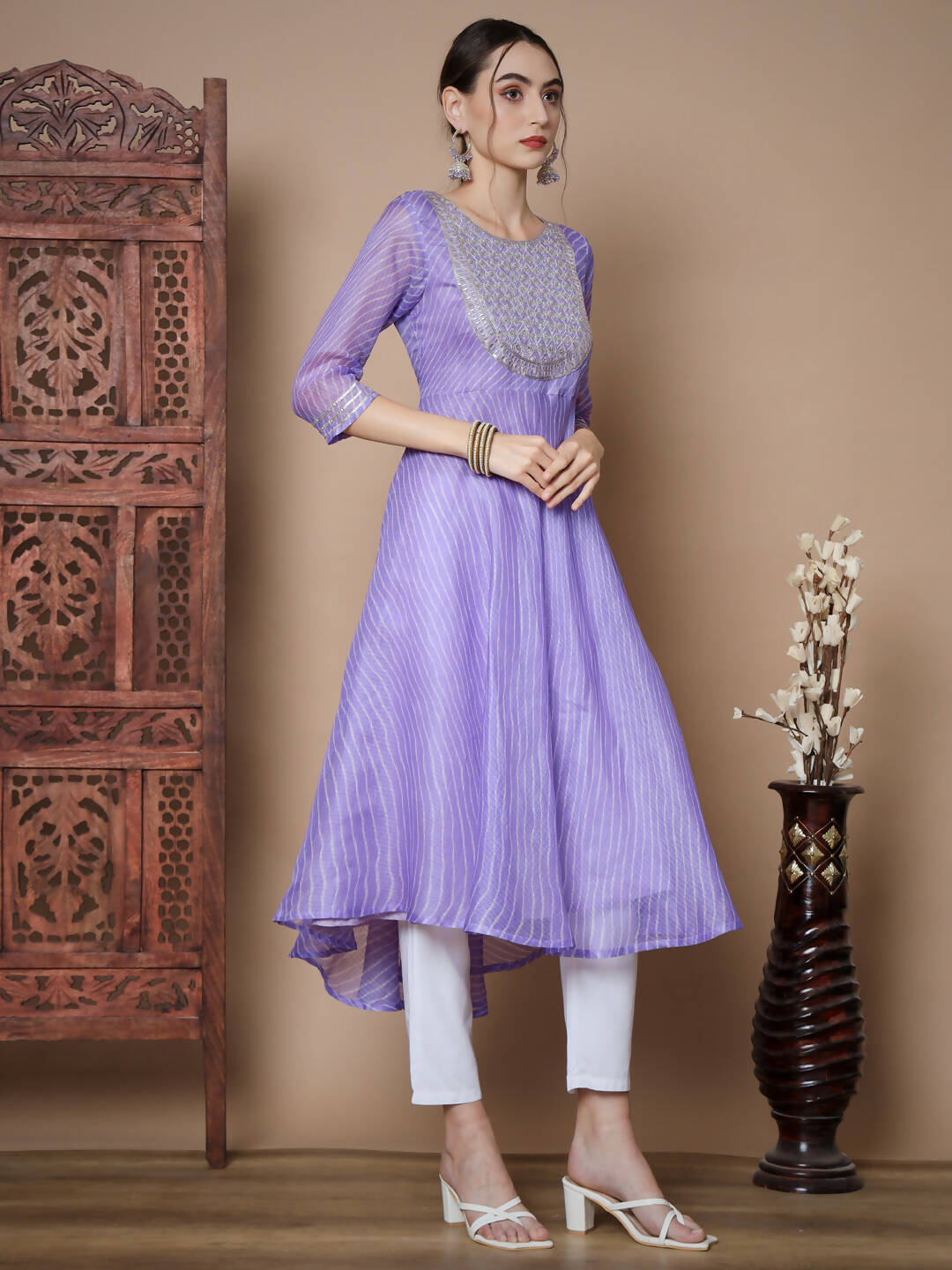 Myshka Women's Purple Anarkali Kurta - Distacart