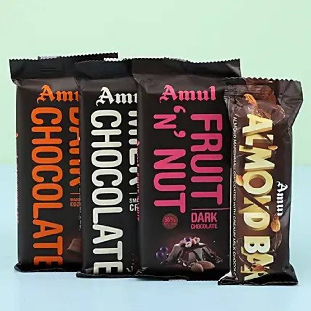 Different Flavored Amul Chocolates in a Basket | Gift Baskets