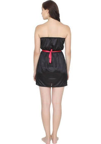 Thumbnail for Ruhani HLSC Poly Satin Black Tube Short Nighty Fits Bust (Ruhani_NT_01_FS)