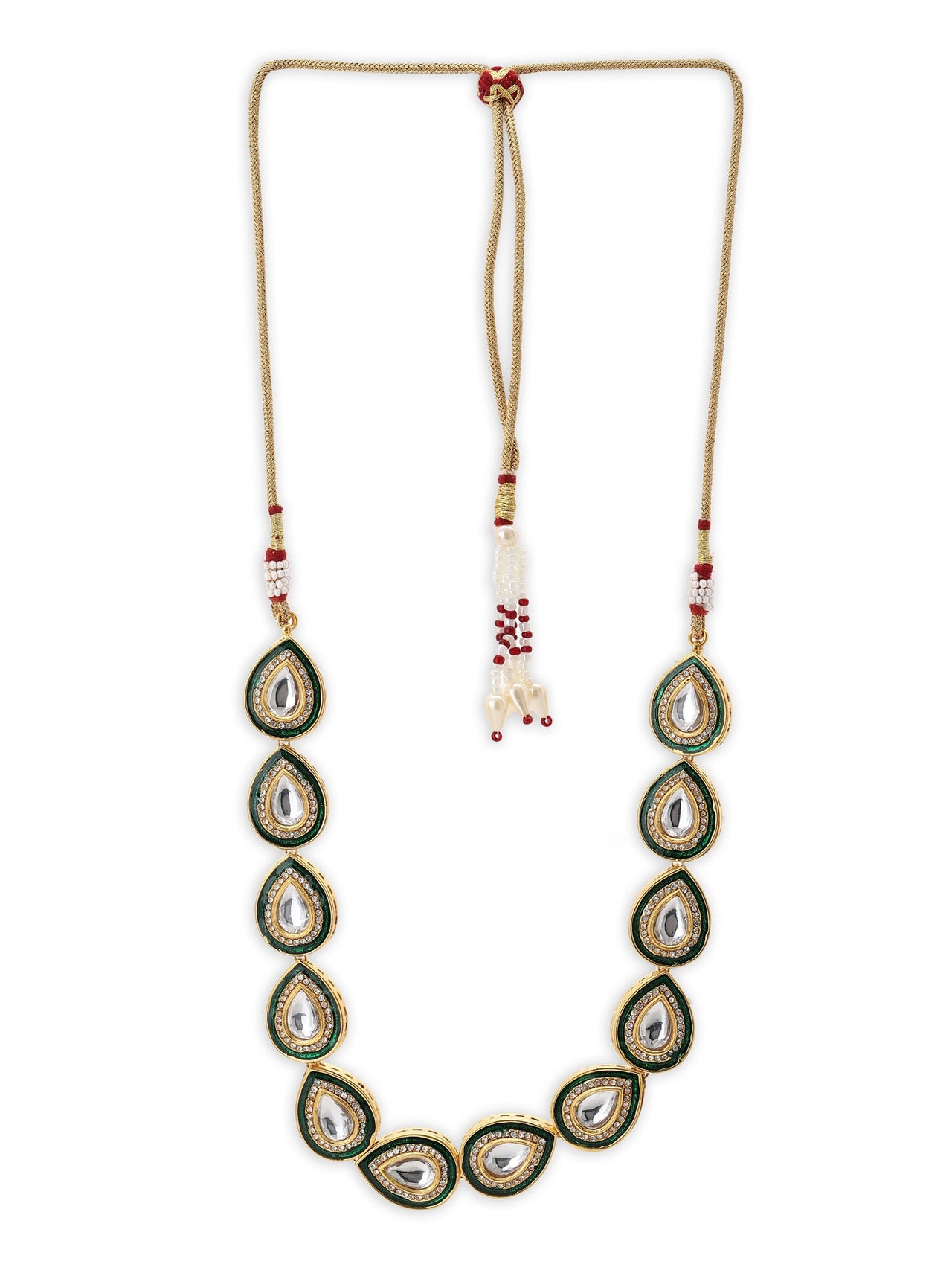 Green White Brass Gold-Plated Necklace - Ruby Raang - Distacart