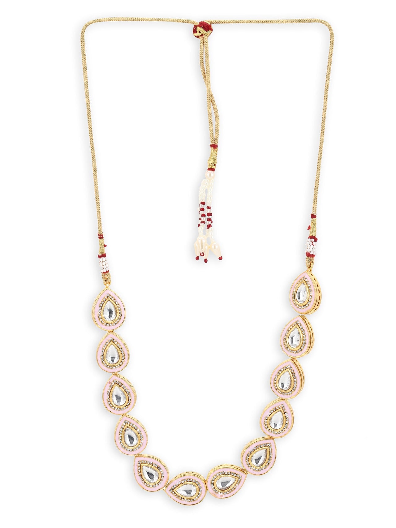 Pink Brass Gold-Plated Kundan Necklace - Ruby Raang - Distacart