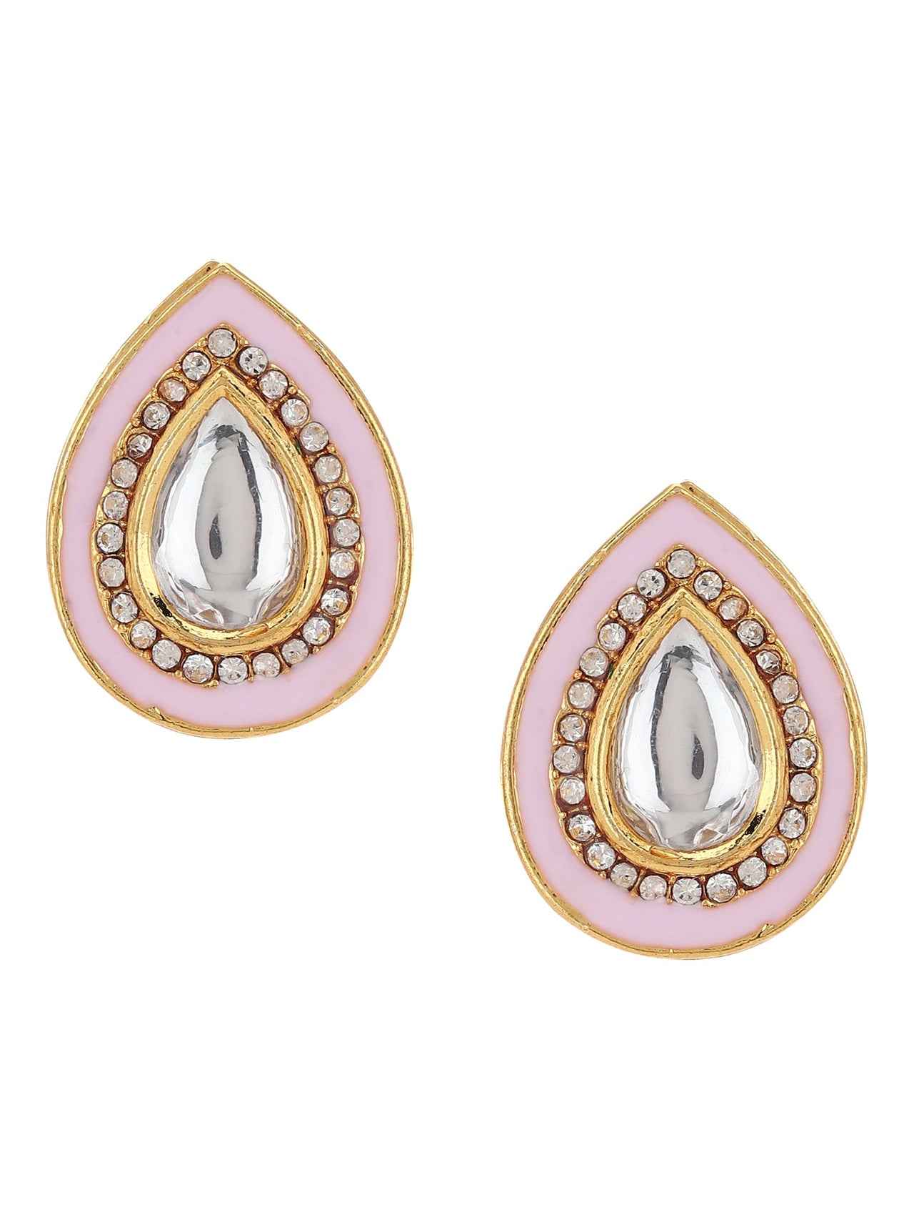 Pink Teardrop Shaped Drop Earrings - Ruby Raang - Distacart