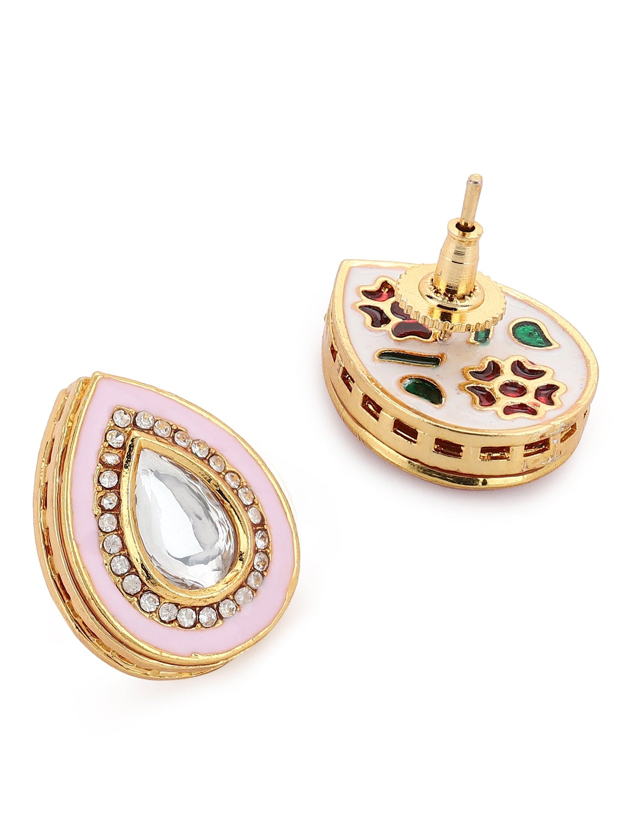 Pink Teardrop Shaped Drop Earrings - Ruby Raang - Distacart