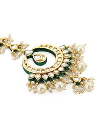 Thumbnail for Gold-Plated Green Kundan-Studded Pearl Beaded Jewellery Set - Ruby Raang - Distacart