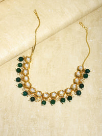 Thumbnail for Gold-Plated White Greeb Brass Kundan Pearls Necklace - Ruby Raang - Distacart