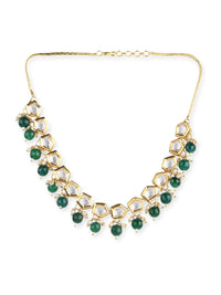 Thumbnail for Gold-Plated White Greeb Brass Kundan Pearls Necklace - Ruby Raang - Distacart