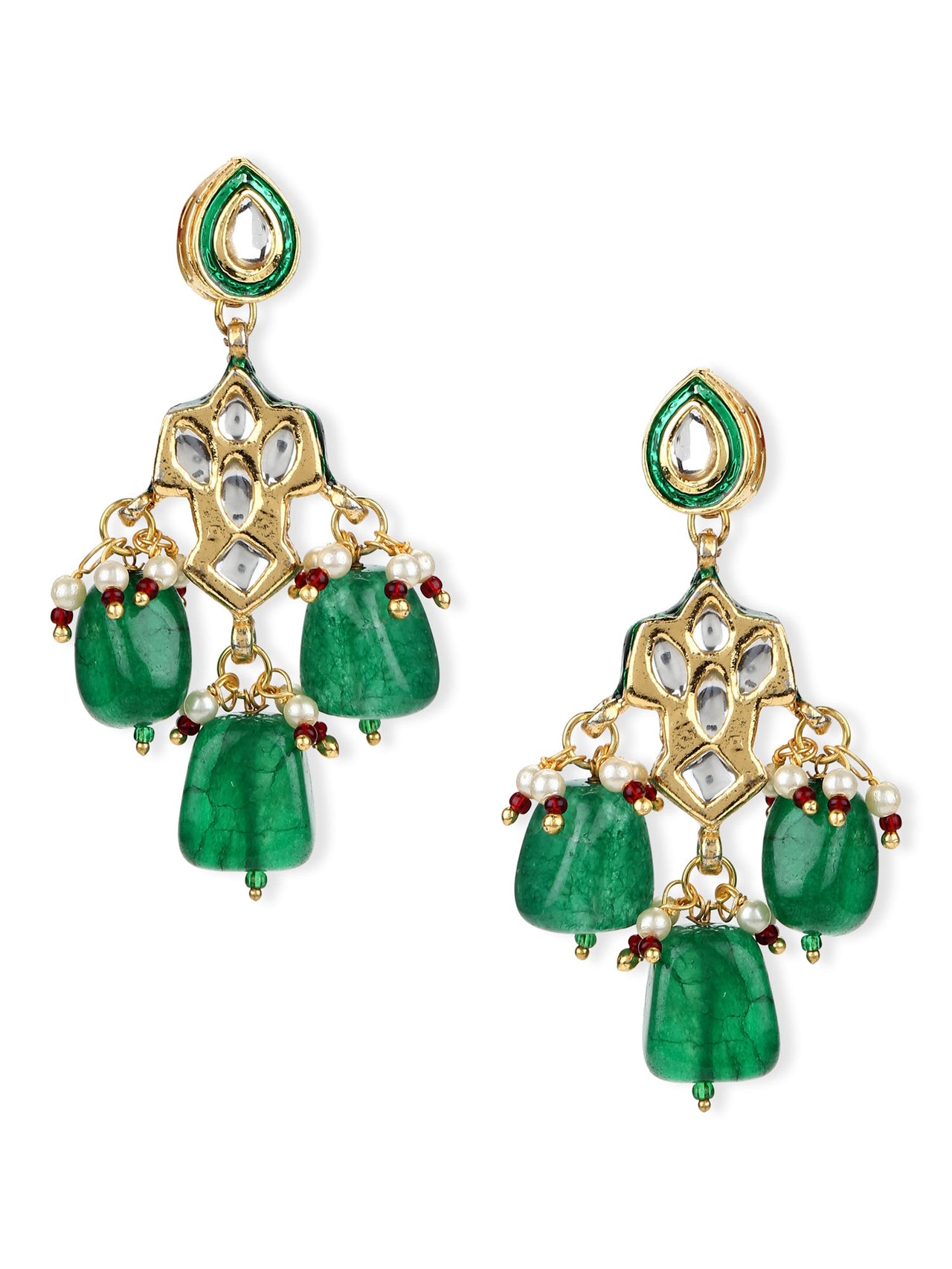 Green Contemporary Drop Earrings - Ruby Raang - Distacart