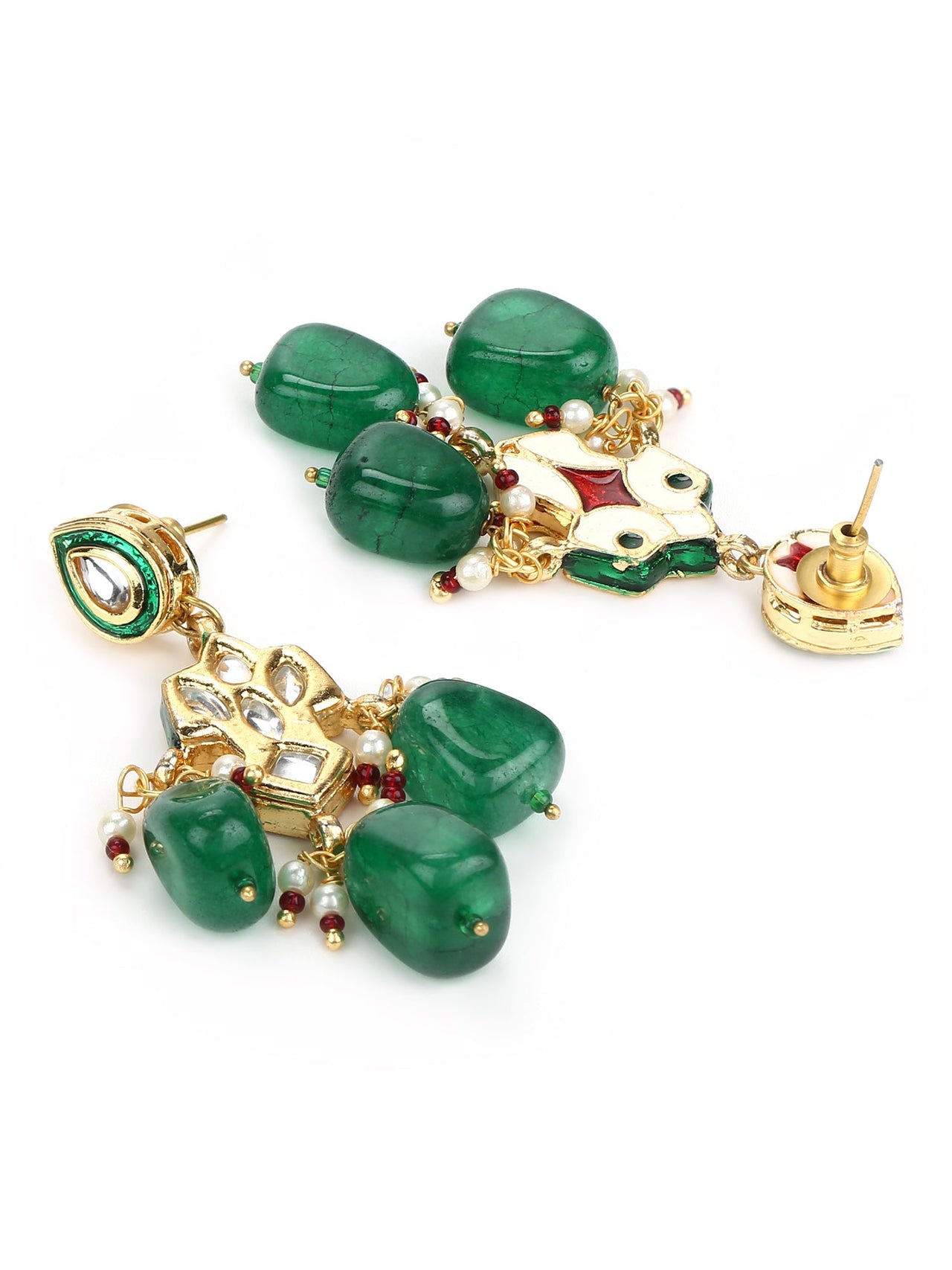 Green Contemporary Drop Earrings - Ruby Raang - Distacart