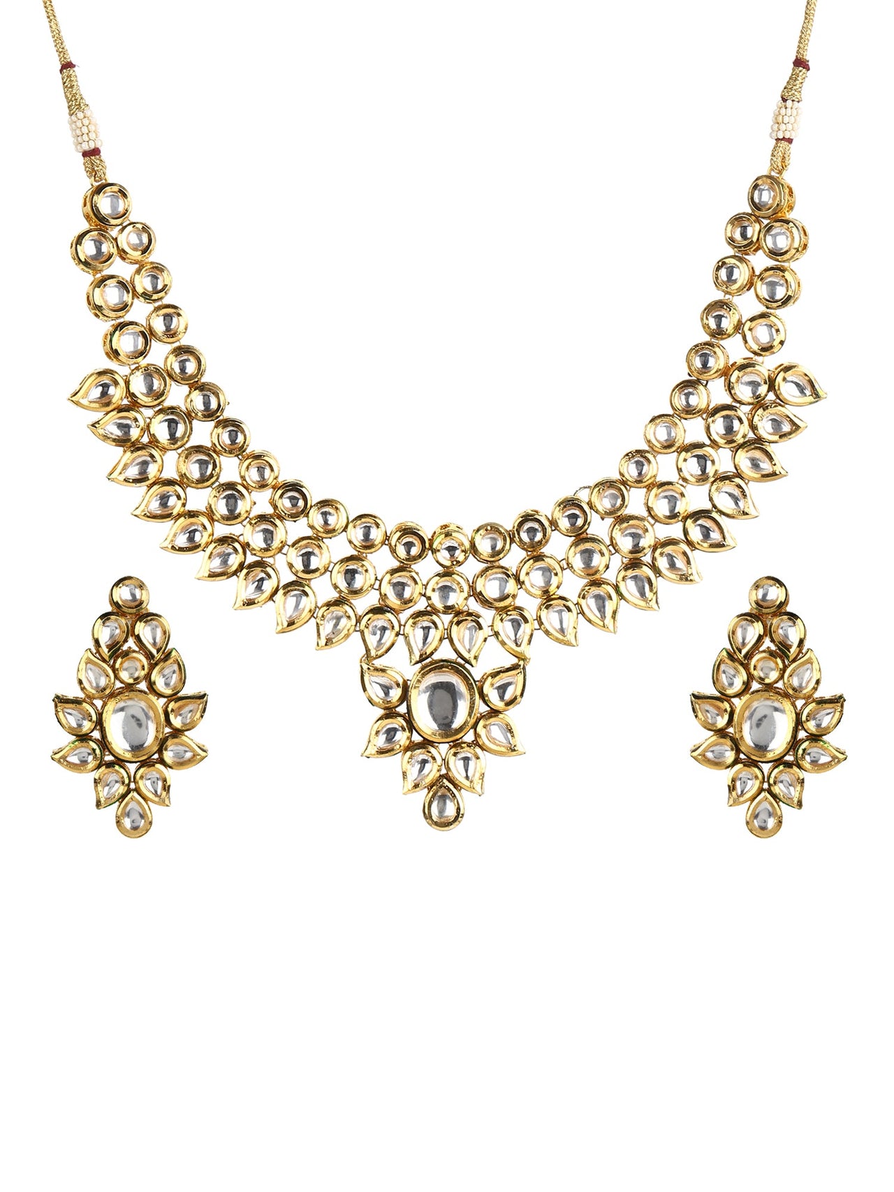 Gold-Plated Kundan Choker With Earring - Ruby Raang - Distacart