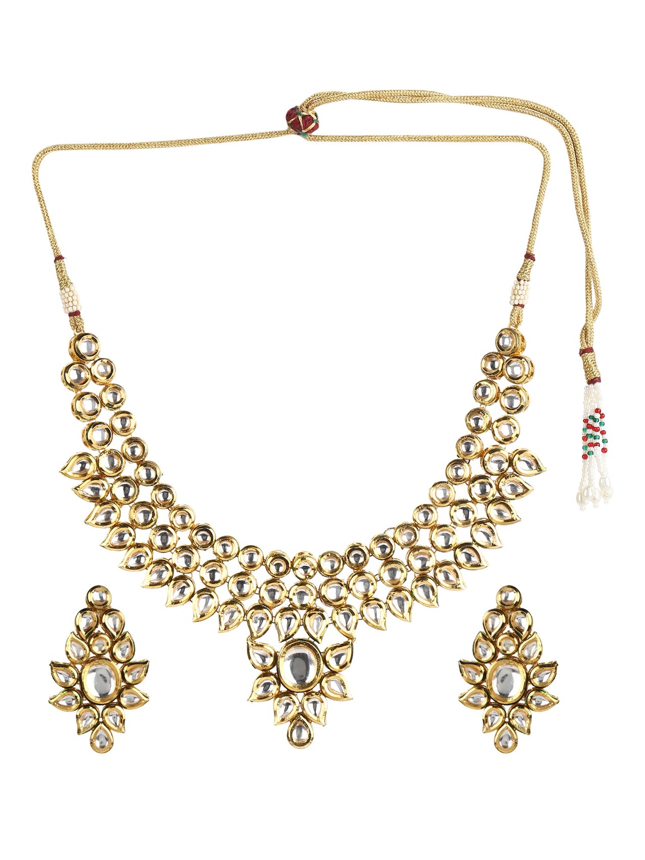 Gold-Plated Kundan Choker With Earring - Ruby Raang - Distacart