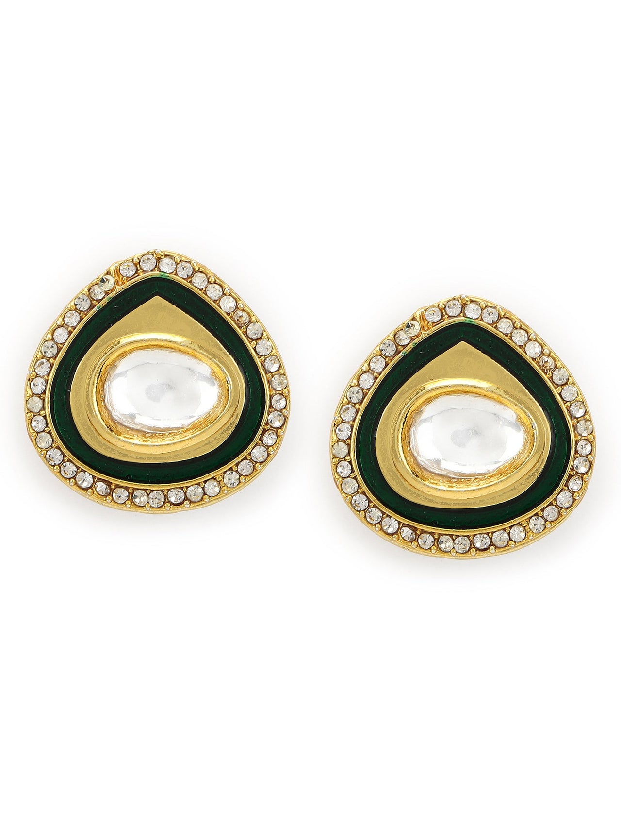 Gold-Plated Teardrop Kundan Studs Earrings - Ruby Raang - Distacart