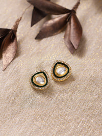 Thumbnail for Gold-Plated Teardrop Kundan Studs Earrings - Ruby Raang - Distacart