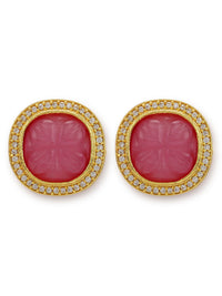 Thumbnail for Women's Pink Circular Studs Earrings - Ruby Raang - Distacart