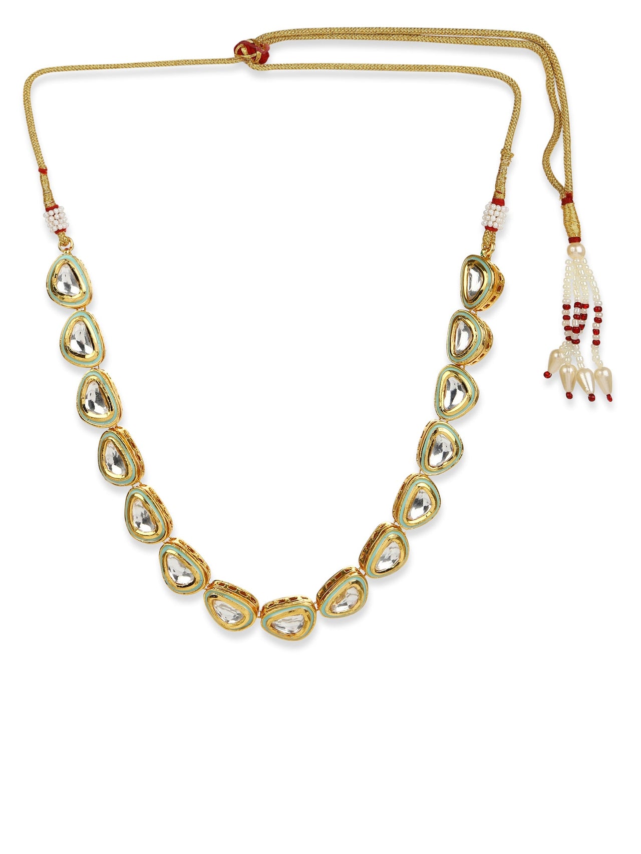 White Brass Gold-Plated Necklace - Ruby Raang - Distacart