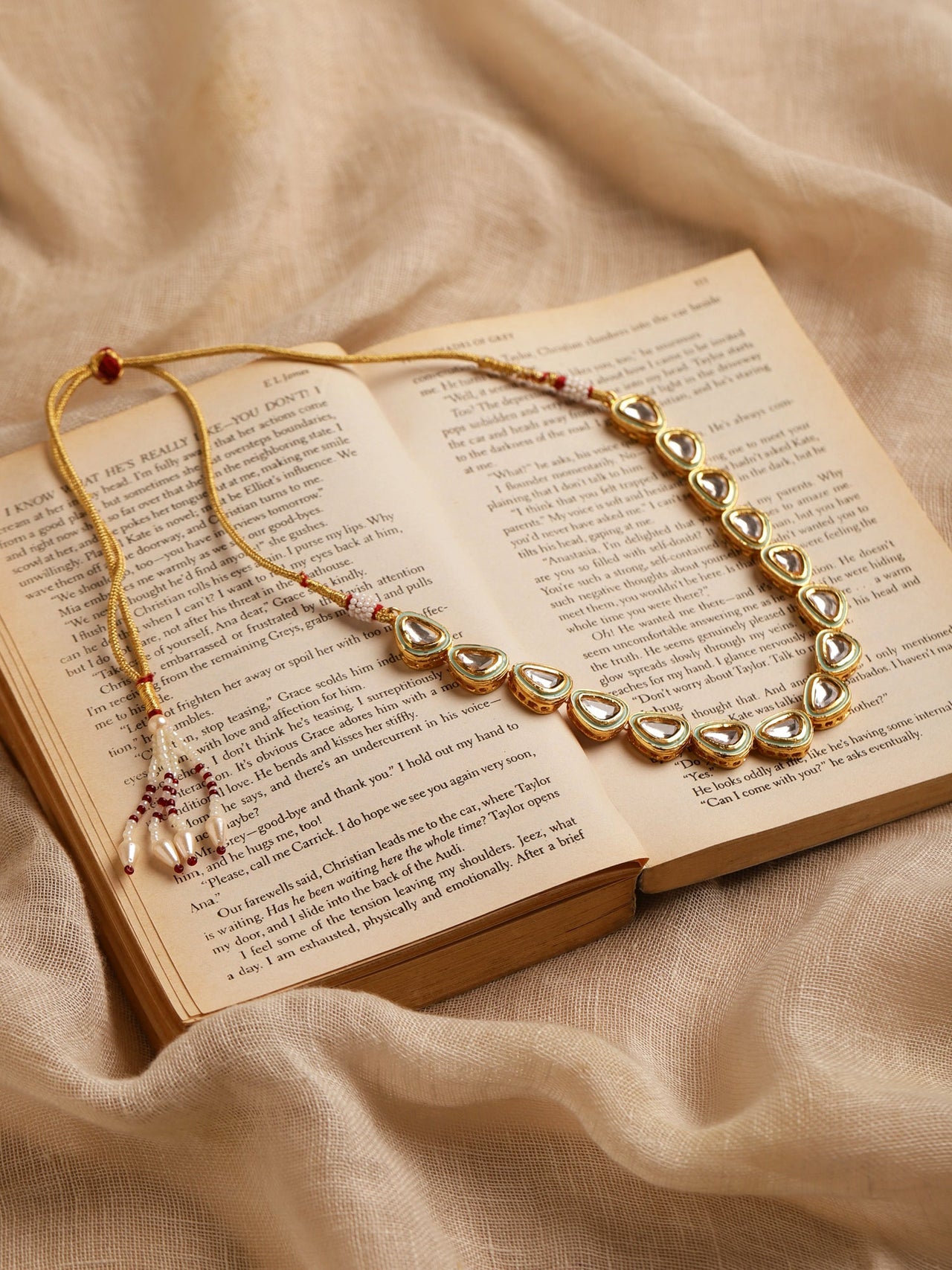 White Brass Gold-Plated Necklace - Ruby Raang - Distacart