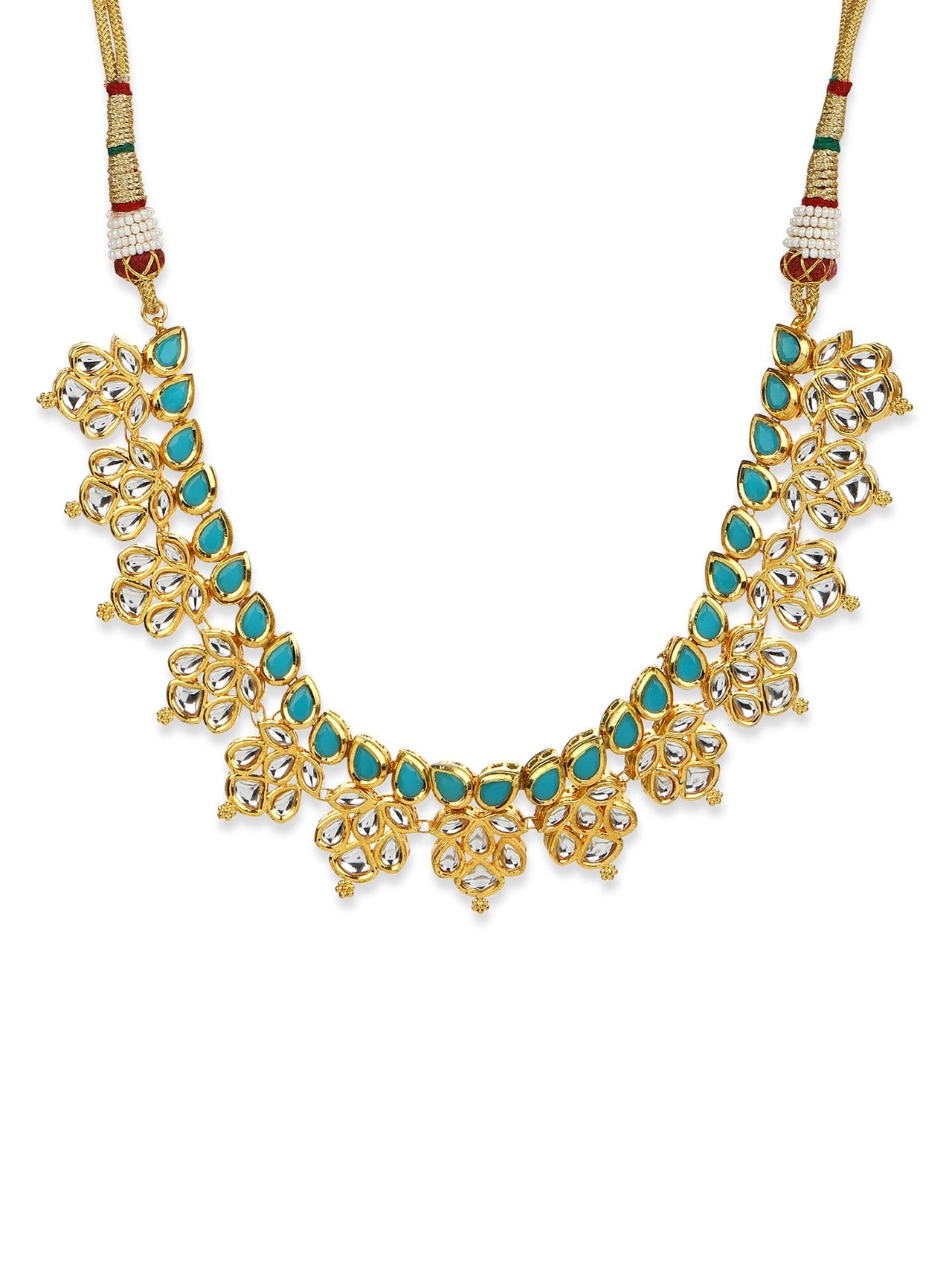 Gold-Toned Blue Brass Gold-Plated Necklace - Ruby Raang - Distacart