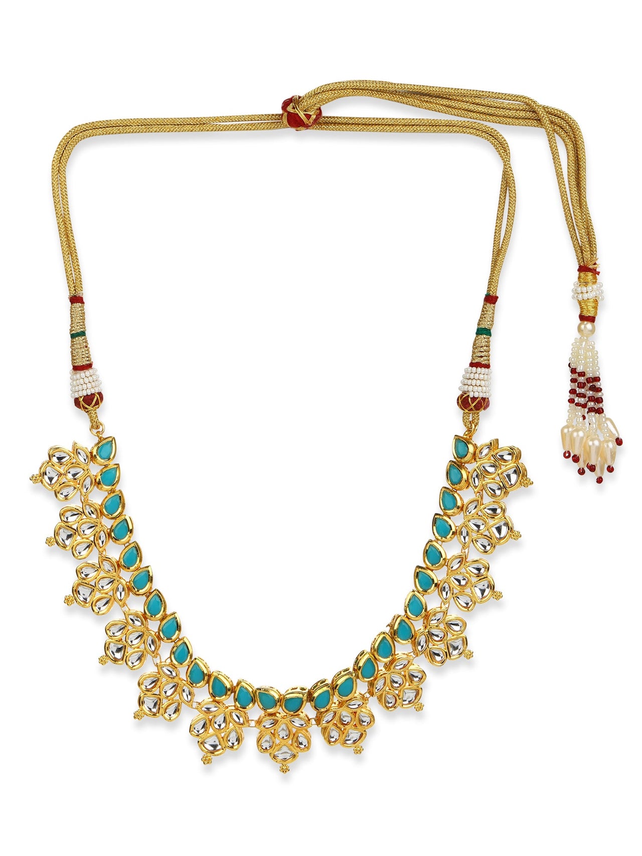 Gold-Toned Blue Brass Gold-Plated Necklace - Ruby Raang - Distacart