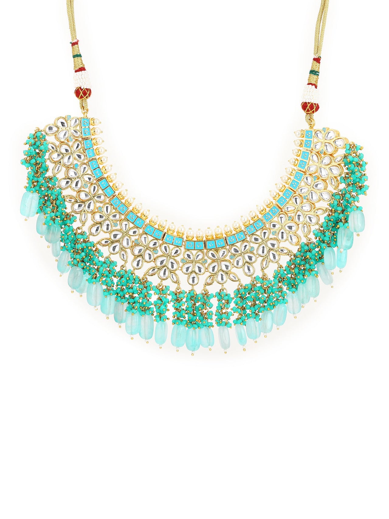 Women's Gold-Plated Kundan Studded Necklace - Ruby Raang - Distacart