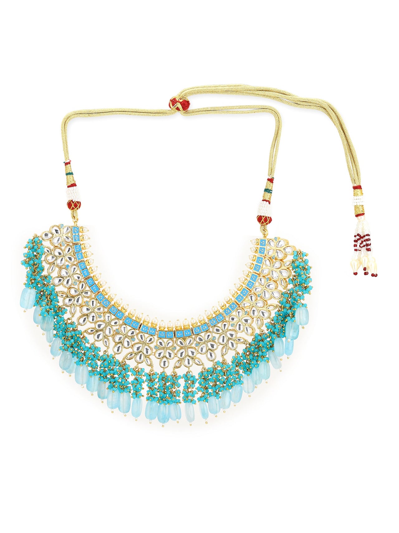 Women's Gold-Plated Kundan Studded Necklace - Ruby Raang - Distacart