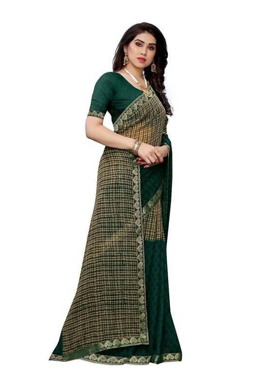 Vamika Green Georgette Lace Work Saree (Prachi Green)