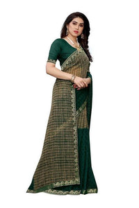 Thumbnail for Vamika Green Georgette Lace Work Saree (Prachi Green)