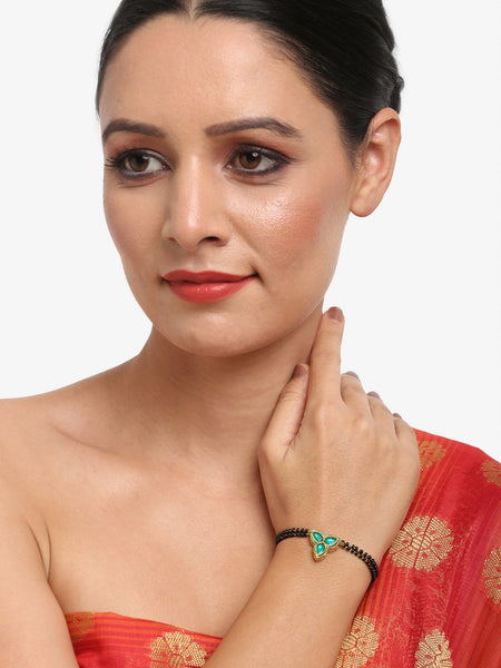 Women's Black Kundan Mangalsutra Bracelet - Ruby Raang - Distacart