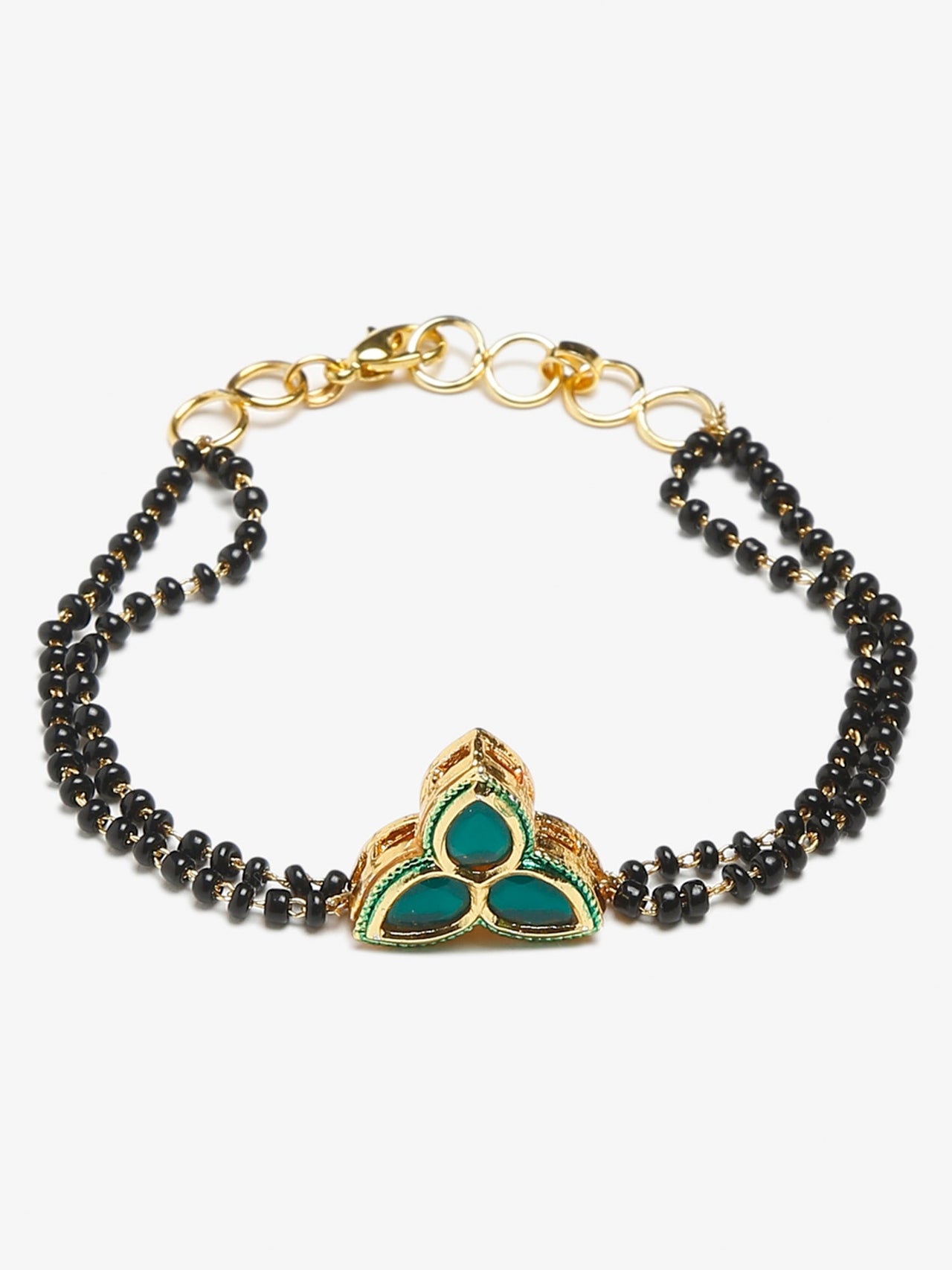 Women's Black Kundan Mangalsutra Bracelet - Ruby Raang - Distacart