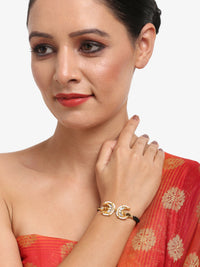 Thumbnail for Women's Black Gold-Toned Multistrand Mangalsutra Bracelet - Ruby Raang - Distacart