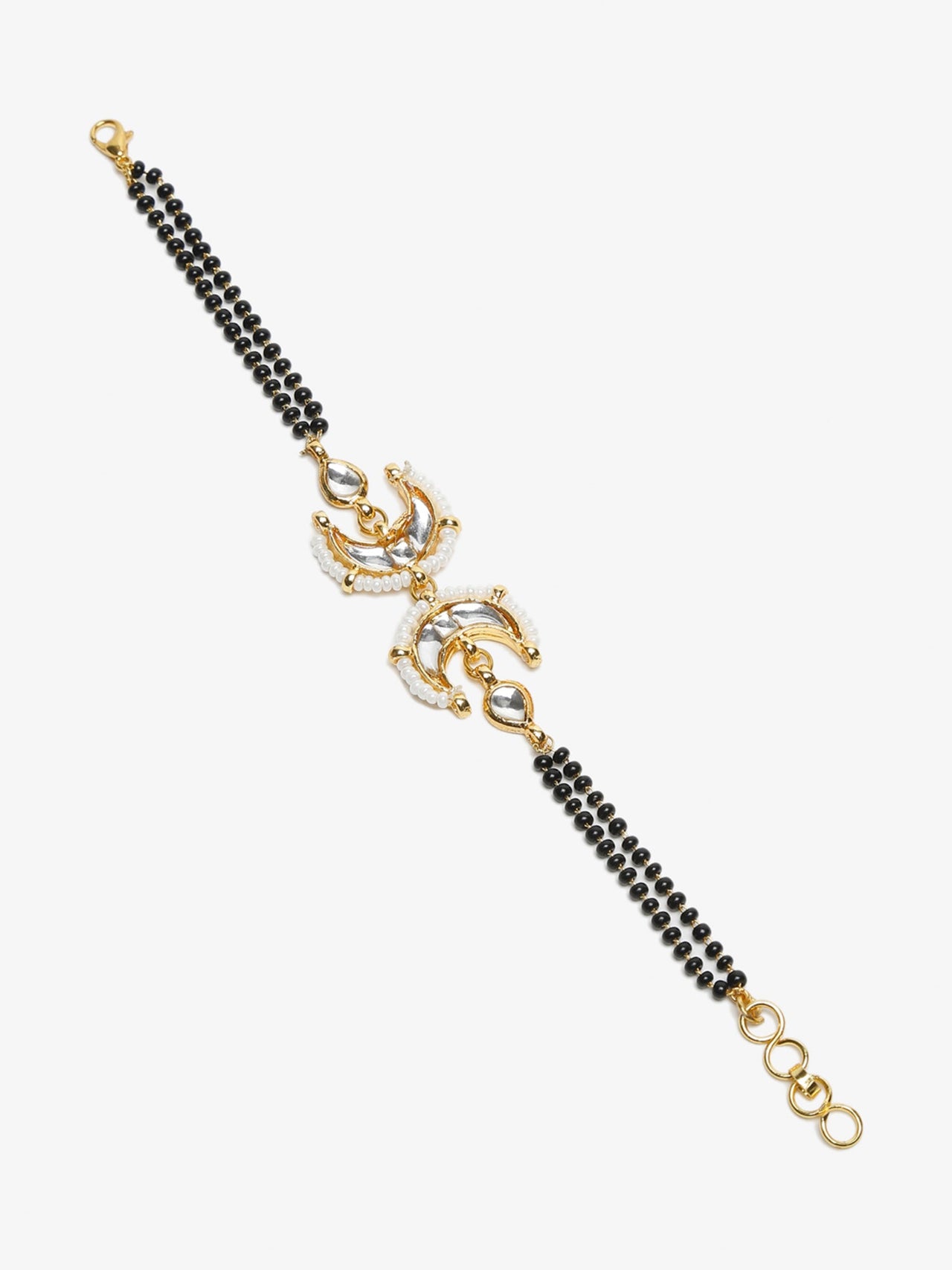 Women's Black Gold-Toned Multistrand Mangalsutra Bracelet - Ruby Raang - Distacart