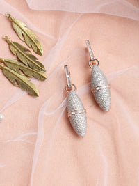 Thumbnail for Rose Gold-Plated Silver-Toned Contemporary Drop Earrings - Ruby Raang - Distacart