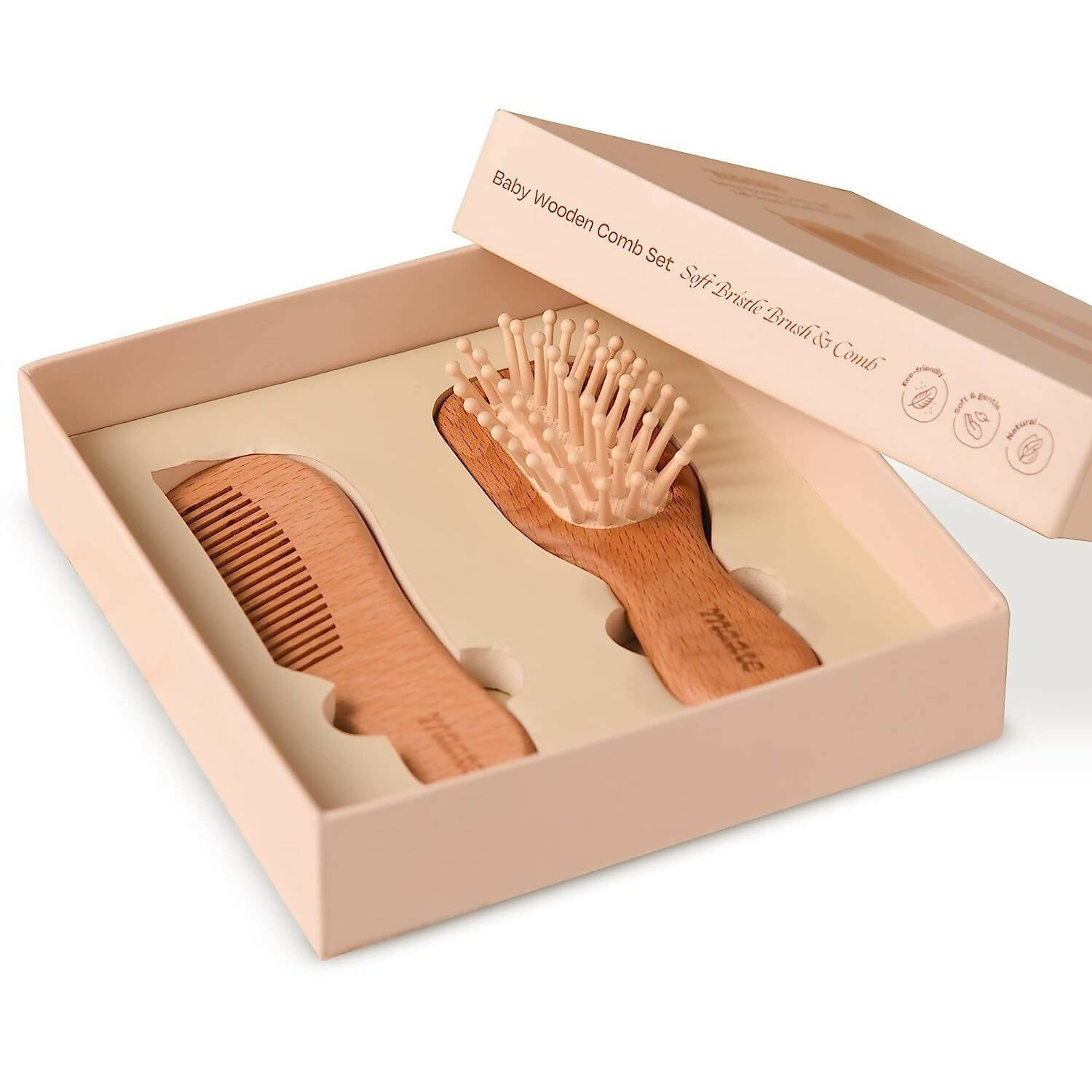 Buy Maate Baby Wooden Hair Brush With Natural Beechwood & Rounded bristles  - Maate