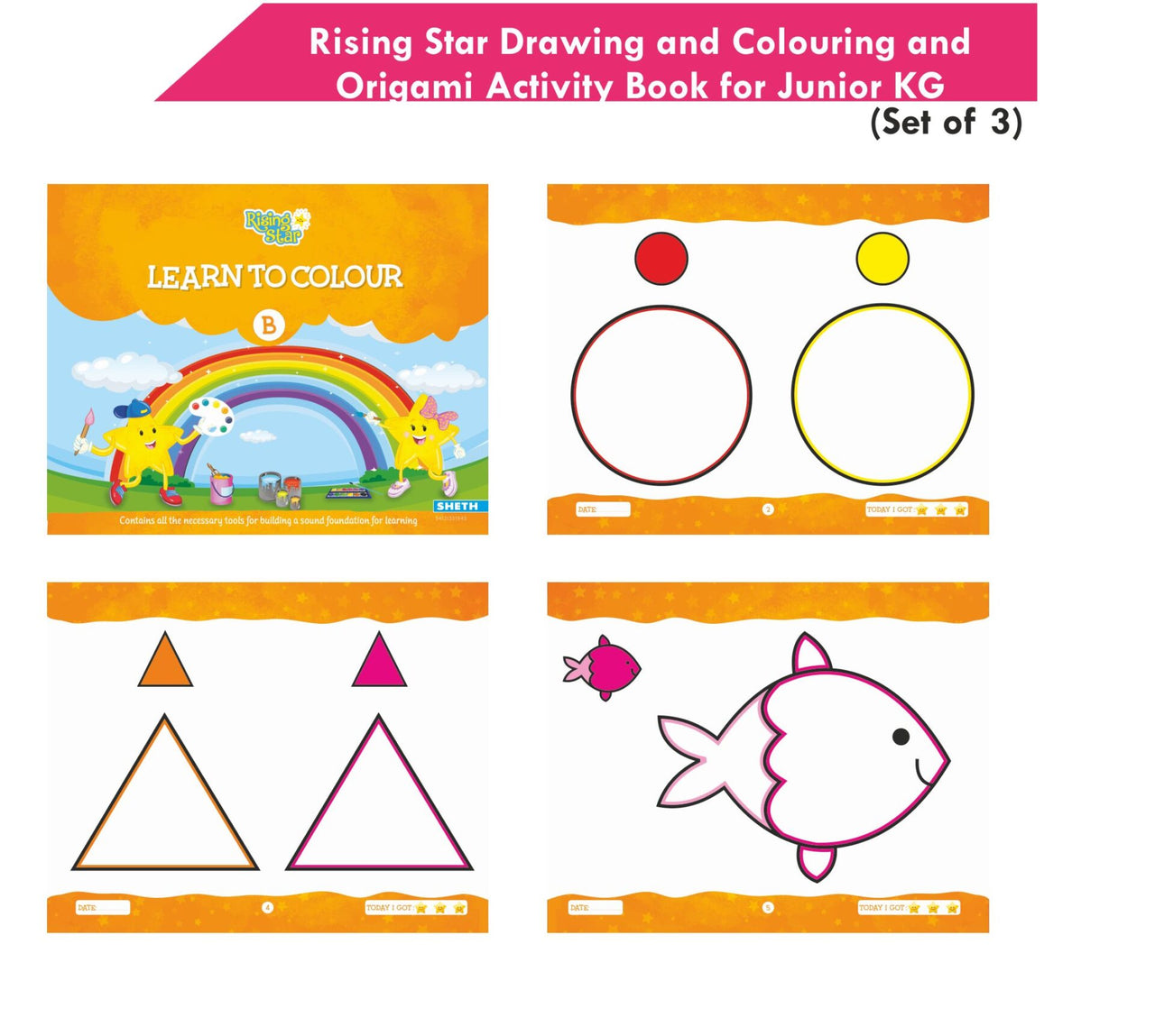 Rising Star Kids Learning Drawing, Colouring & Origami Activity Book for Junior KG Set of 3| Learn To Colour| Paper Folding Book| Ages 4-5 Years - Distacart