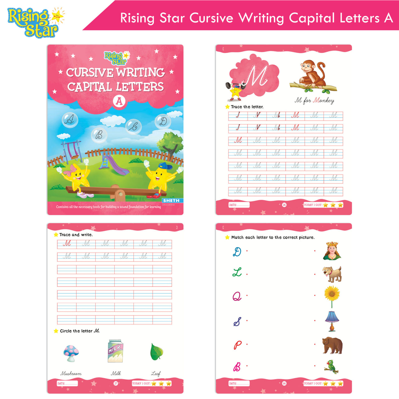 Rising Star Fun Learning Nursery Books Set of 6| Ages 4-5 Years| Alphabet, Cursive & Pattern Writing, Numbers, Colouring, Rhymes & Stories Book - Distacart